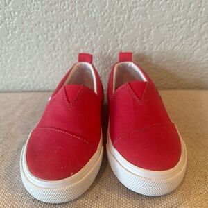 TOMS Youth Fuschia Heritage Canvas Classic Alpargata Slip On Shoes